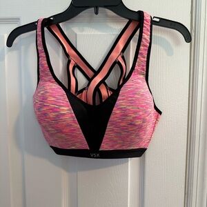 Victoria's Secret Pink and Black Sports Bra with Criss-Cross Straps